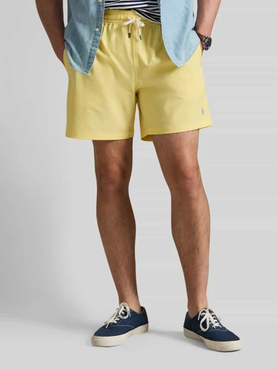 Zdjęcie produktu spodenki kąpielowe z wyhaftowanym logo model 'TRAVELER' Polo Ralph Lauren Żółty