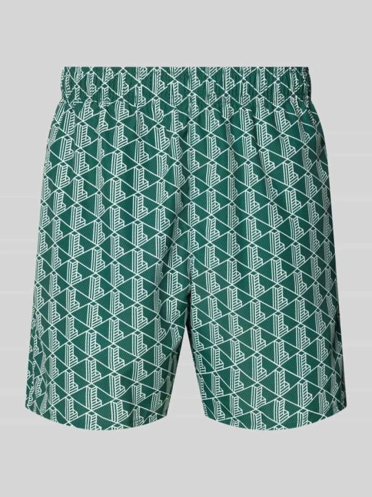Zdjęcie produktu spodenki kąpielowe z wzór z logo Lacoste Zielony