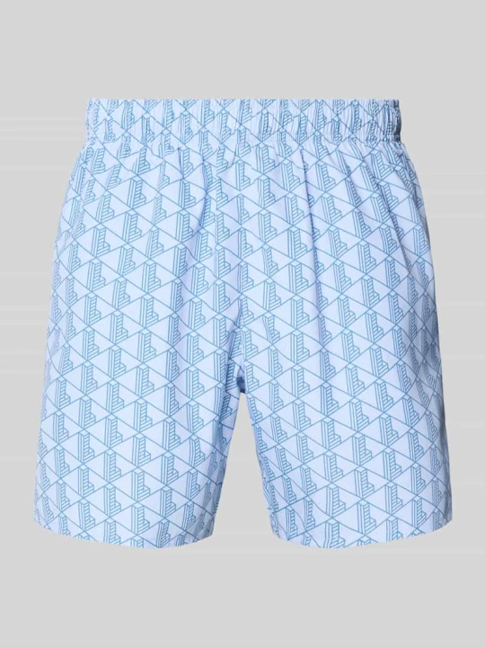 Zdjęcie produktu spodenki kąpielowe z wzór z logo Lacoste Jasnoniebieski