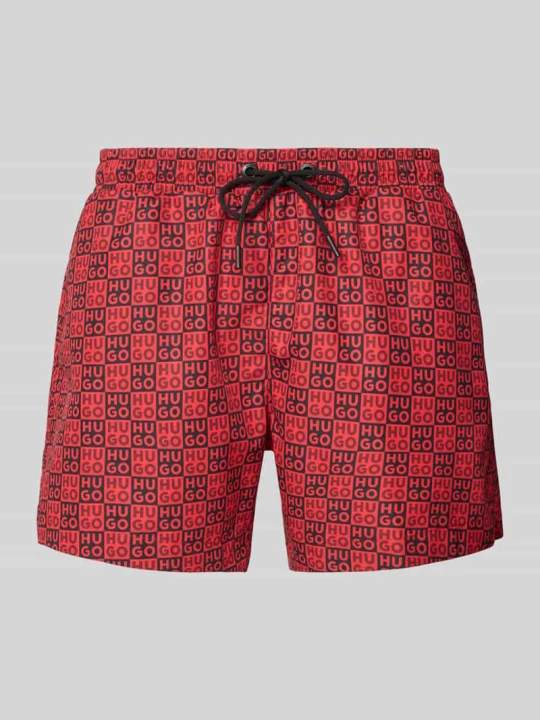 Zdjęcie produktu Spodenki kąpielowe z wzorem na całej powierzchni Model 'AARON_SWIM' Hugo Czerwony