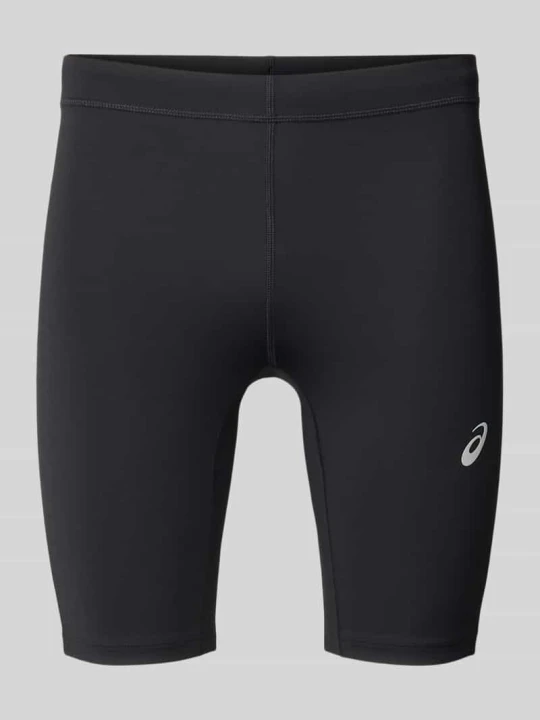 Zdjęcie produktu spodenki kolarki o kroju slim fit z nadruk z logo model 'Core' ASICS TIGER Czarny