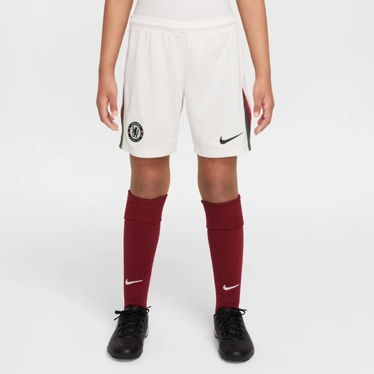 Zdjęcie produktu Spodenki piłkarskie dla dużych dzieci Nike Dri-FIT – replika Chelsea F.C. Stadium 2025/26 (wersja wyjazdowa) –replika - Szary