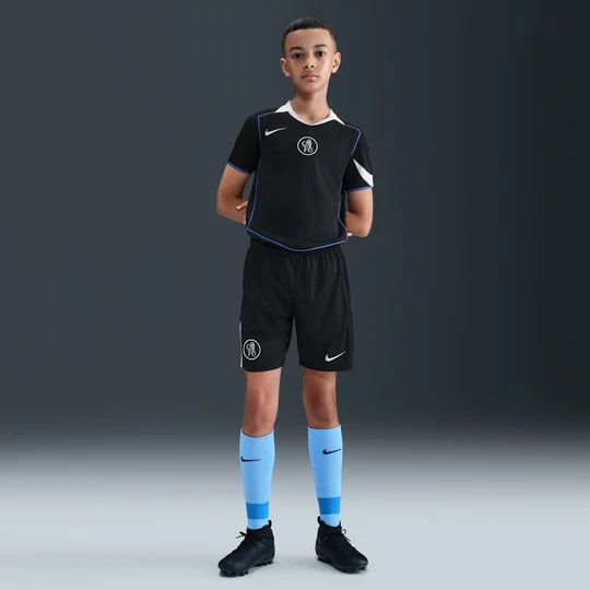 Zdjęcie produktu Spodenki piłkarskie dla dużych dzieci Nike Dri-FIT Total 90 Chelsea F.C. 2025 / 26 Stadium (wersja trzecia) – replika - Czerń