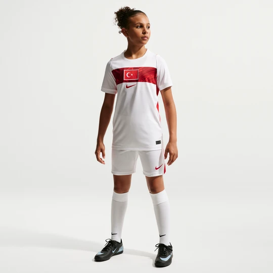 Zdjęcie produktu Spodenki piłkarskie dla dużych dzieci Nike Dri-FIT Turcja Stadium 2026 (wersja domowa) – replika - Biel