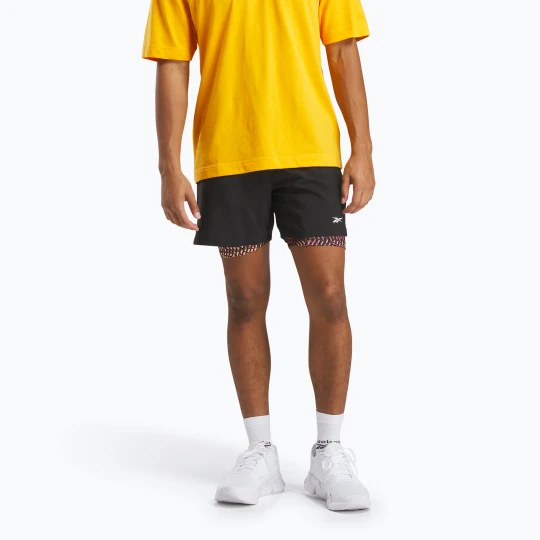 Zdjęcie produktu Spodenki treningowe męskie Reebok Athlete Hype 2-IN-1 black / electric yellow