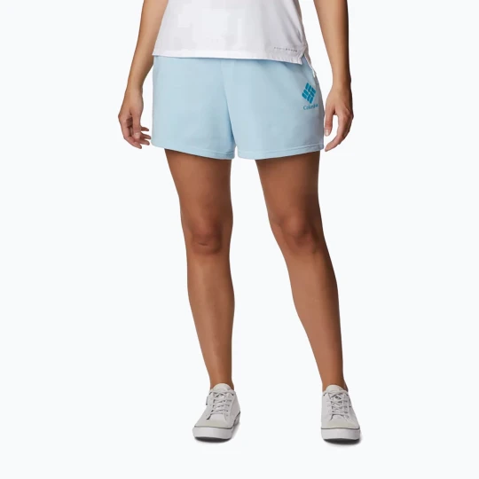 Zdjęcie produktu Spodenki trekkingowe damskie Columbia Logo III French Terry spring blue/atoll logo