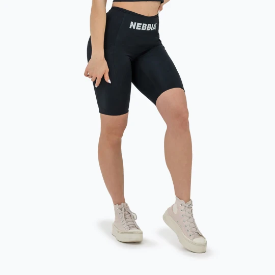 Zdjęcie produktu Spodenki treningowe damskie NEBBIA High Waisted Biker 10″ Gym Therapy black
