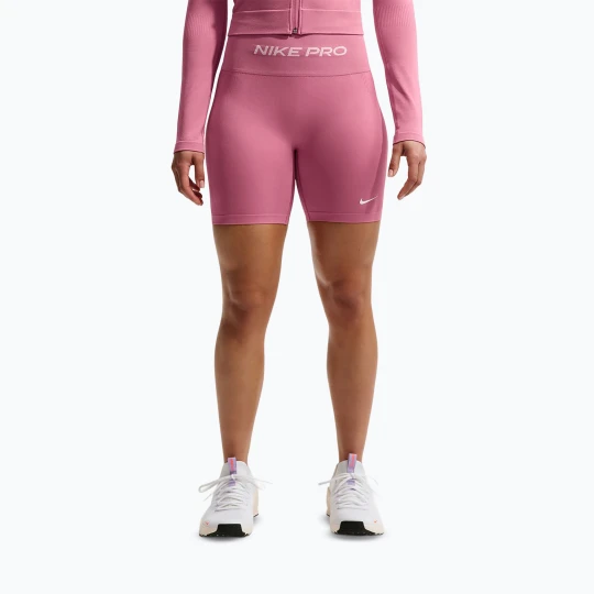 Zdjęcie produktu Spodenki treningowe damskie Nike Pro Seamless High Waisted Biker 5" peony/white Różowy