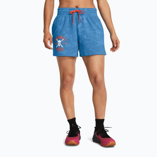 Zdjęcie produktu Spodenki treningowe damskie Under Armour Project Rock Underground Terry viral blue/phoenix/white
