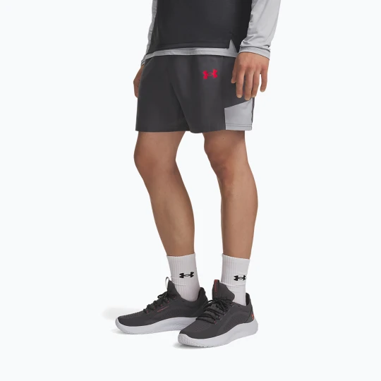 Zdjęcie produktu Spodenki treningowe męskie Under Armour Tech Utility Shorts castlerock / mod gray / racer red Szary