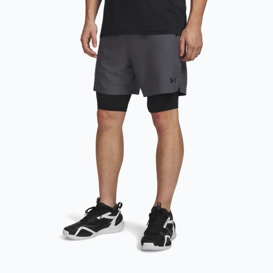 Zdjęcie produktu Spodenki treningowe męskie Under Armour Vanish Woven 2.0 2IN1 Shorts castlerock / black Szary