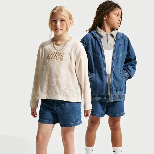 Zdjęcie produktu Spodenki z denimu dla dużych dzieci Nike Collection - Niebieski
