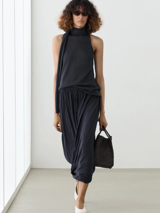 Zdjęcie produktu Spódnica Balloon Z Drapowaniem - Granatowy - Massimo Dutti - Female