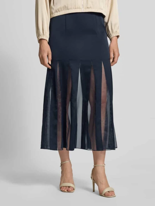 Zdjęcie produktu Spódnica damska maxi z transparentnymi wstawkami model 'VABELLI' Boss Granatowy
