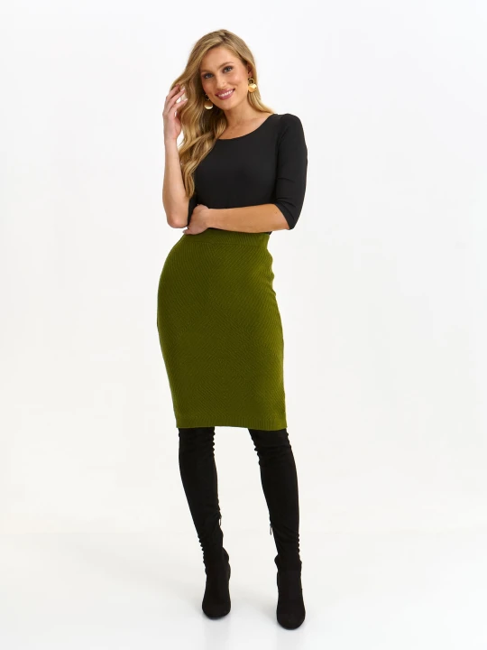 Zdjęcie produktu Spódnica damska zielona ołówkowa - SSD1877ZI spódnica - TOP SECRET - Odzieżowy sklep internetowy TOP SECRET