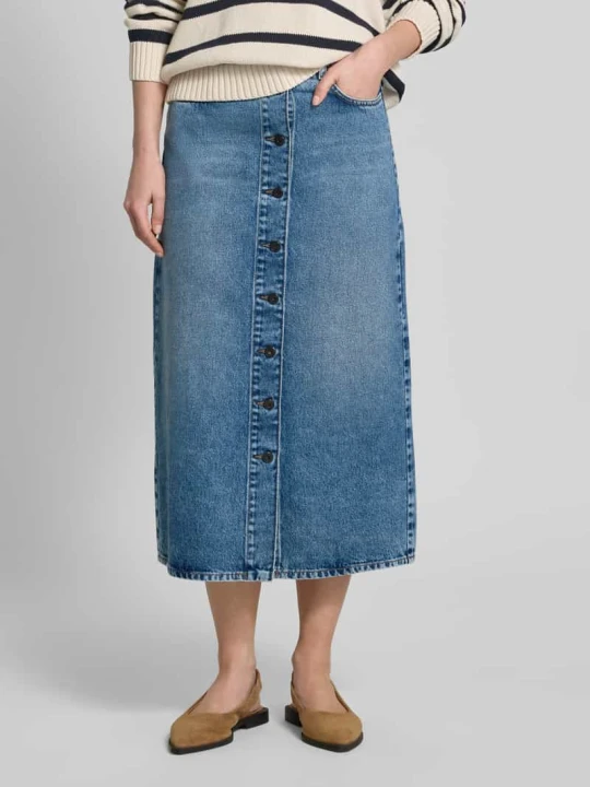 Zdjęcie produktu Spódnica jeansowa o kroju regular fit z czystej bawełny model 'DASTI' Weekend Max Mara Jeansowy niebieski