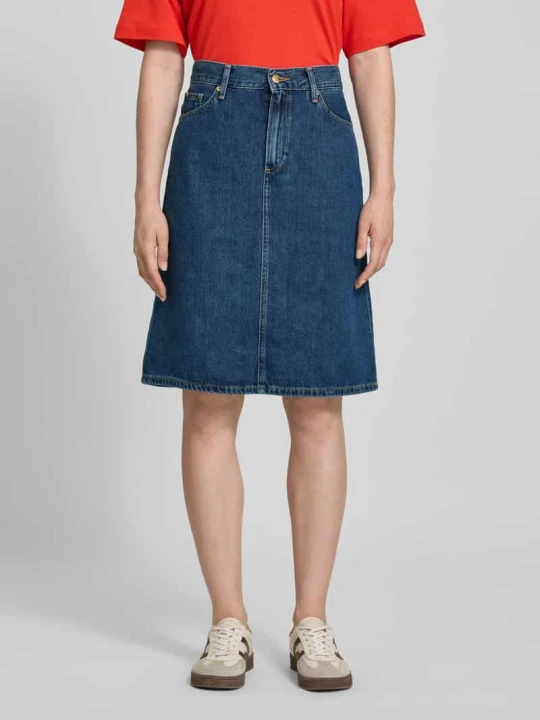 Zdjęcie produktu Spódnica jeansowa o kroju straight fit ze średnim stanem Tommy Hilfiger Granatowy melanż