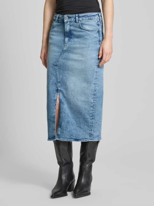 Zdjęcie produktu Spódnica jeansowa z 5 kieszeniami model ‘Eureka’ Mustang Jeansowy niebieski
