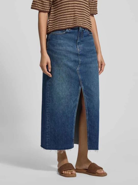 Zdjęcie produktu Spódnica jeansowa w długości midi w stylu z efektem znoszenia z rozporkiem Polo Ralph Lauren Jeansowy niebieski