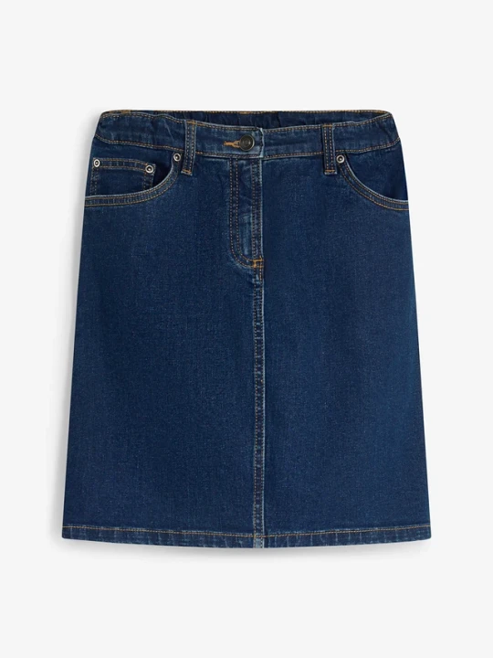 Zdjęcie produktu Spódnica jeansowa, z elastycznej mieszanki bawełny, mid waist BonPrix niebieski