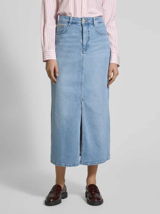 Zdjęcie produktu Spódnica jeansowa z rozcięciem model ‘MELLA’ MOS MOSH Jeansowy niebieski