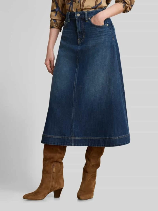 Zdjęcie produktu Spódnica jeansowa z rozporkiem w tkaninie stylizowanej na denim Lauren Ralph Lauren Jeansowy niebieski