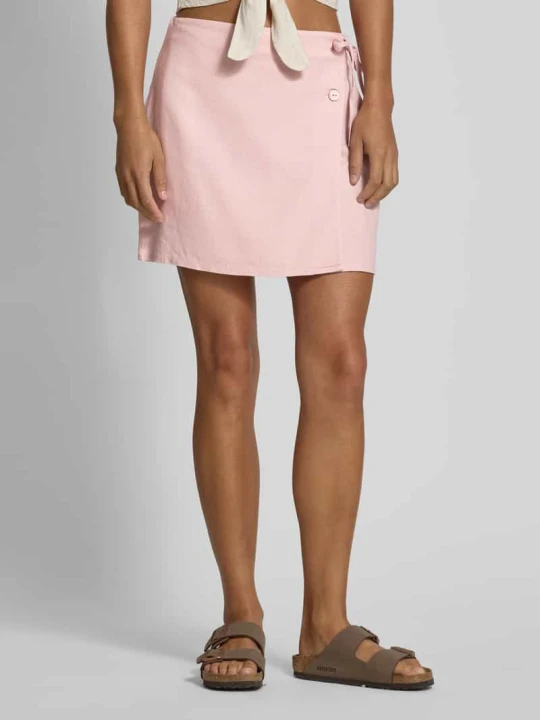 Zdjęcie produktu Spódnica kopertowa rozkloszowana o kroju oversized z mieszanki wiskozy i lnu model ‘CARO’ Only Różowy