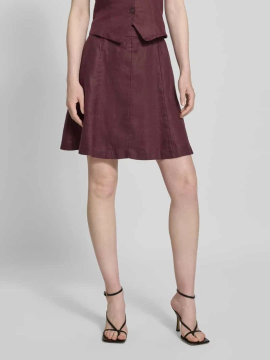Zdjęcie produktu Spódnica lniana z zapięciem na guzik model ‘Naira Claritta’ MSCH Copenhagen Bordowy
