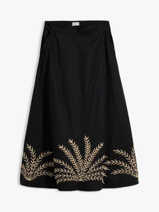 Zdjęcie produktu Spódnica maxi z haftem BonPrix czarny