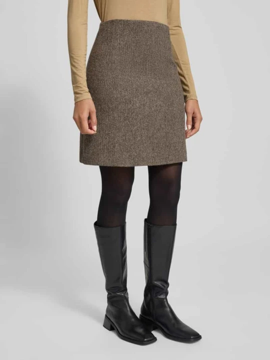 Zdjęcie produktu Spódnica midi lekko rozkloszowana z czystej żywej wełny model ‘MARCHE’ Weekend Max Mara Ciemnobrązowy