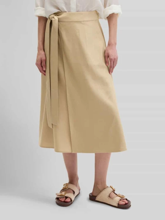 Zdjęcie produktu Spódnica midi o kroju regular fit z mieszanki lnu Marc O'Polo Piaskowy