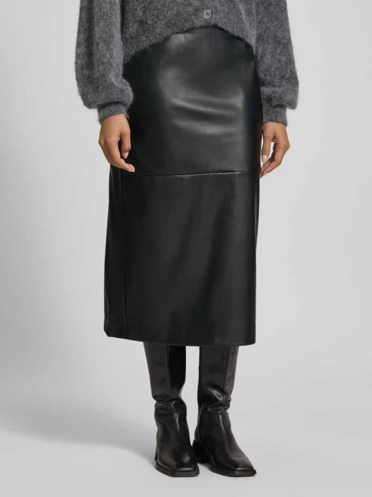 Zdjęcie produktu Spódnica midi o kroju slim fit z imitacji skóry model ‘Zoma’ Ichi Czarny
