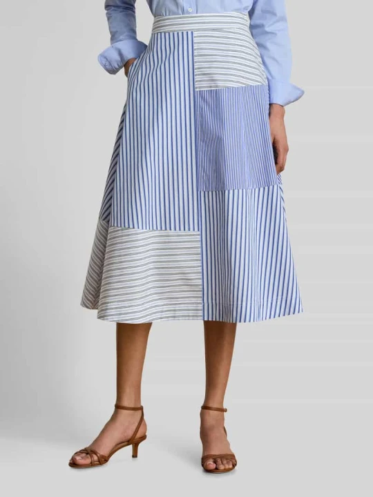 Zdjęcie produktu Spódnica midi o linii a z czystej bawełny Lauren Ralph Lauren Jasnoniebieski