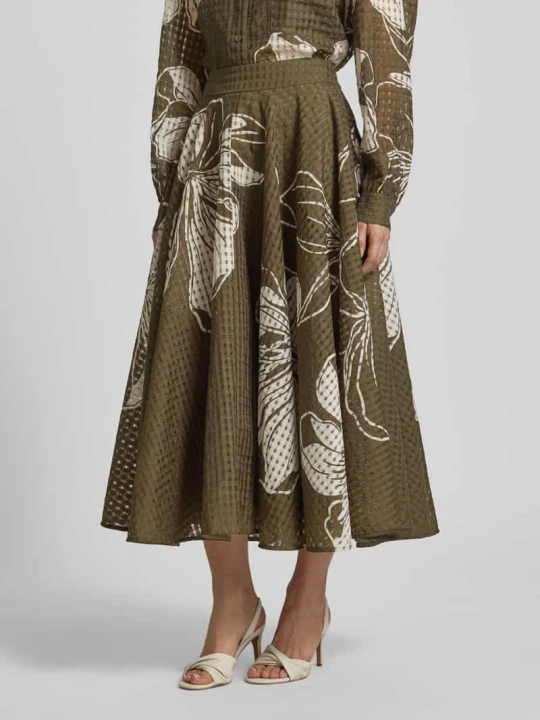 Zdjęcie produktu Spódnica midi o linii a z kontrafałdami w pasie Model „JANGO” Essentiel Antwerp Oliwkowy