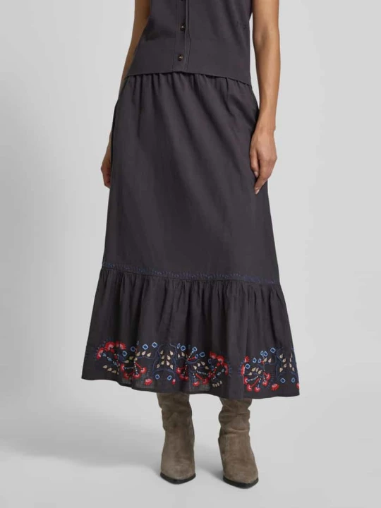 Zdjęcie produktu Spódnica midi o linii A z mieszanki bawełny i lnu Scotch & Soda Ciemnoniebieski