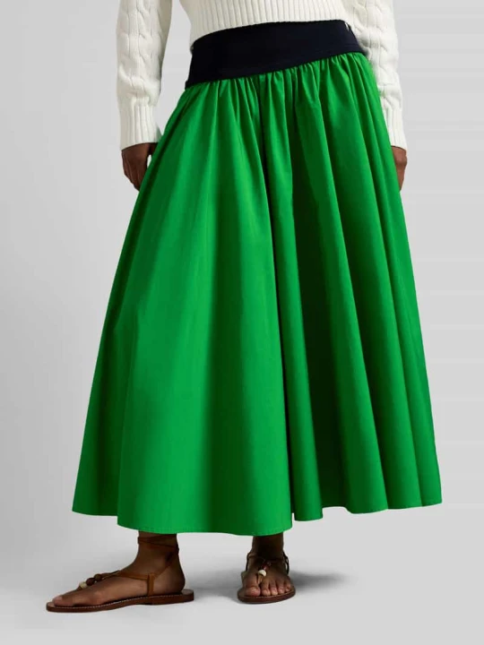 Zdjęcie produktu Rozkloszowana spódnica midi z czystej bawełny Polo Ralph Lauren Zielony