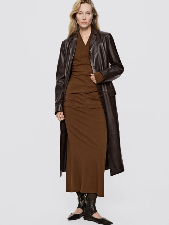Zdjęcie produktu Spódnica Midi Stretch Z Mieszanki Wełny – Limited Edition - Tytoniowy - Massimo Dutti - Female