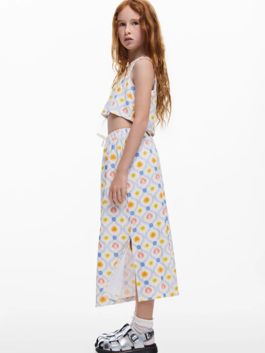 Zdjęcie produktu spódnica midi w słońca Desigual biały