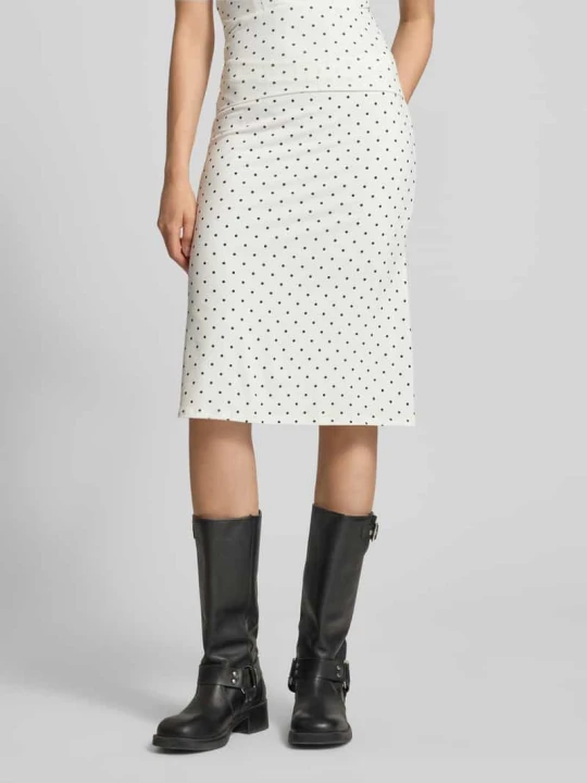 Zdjęcie produktu spódnica midi we wzór na całej powierzchni model '90s' Gina Tricot Złamany biały melanż