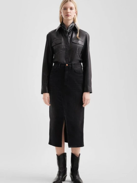 Zdjęcie produktu Spódnica midi z czarnego denimu QS