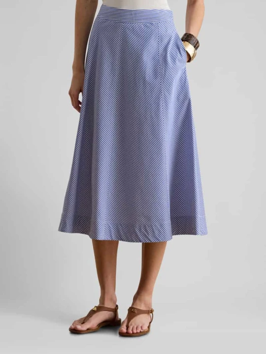 Zdjęcie produktu Spódnica midi z czystej bawełny Lauren Ralph Lauren Jasnoniebieski