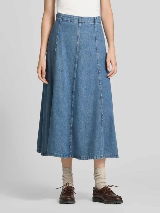 Zdjęcie produktu Spódnica midi z czystej bawełny z tkaniny stylizowanej na denim Zero Jasnoniebieski