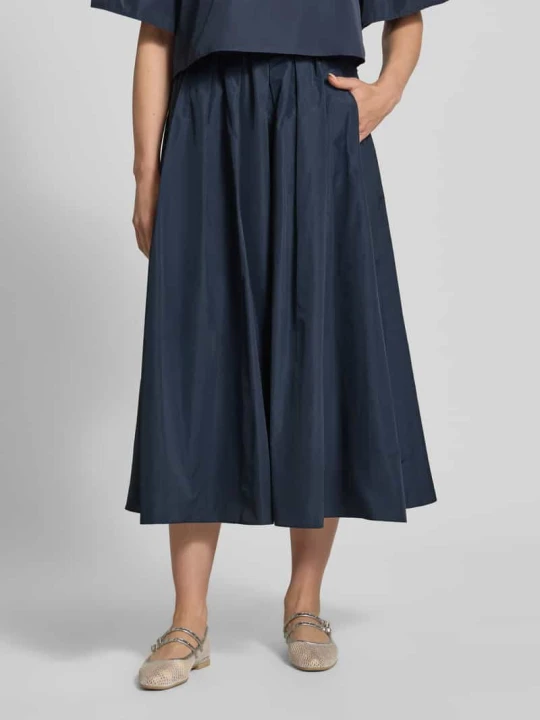 Zdjęcie produktu spódnica midi z dodatkiem bawełny model 'FORMICA' Weekend Max Mara Ciemnoniebieski