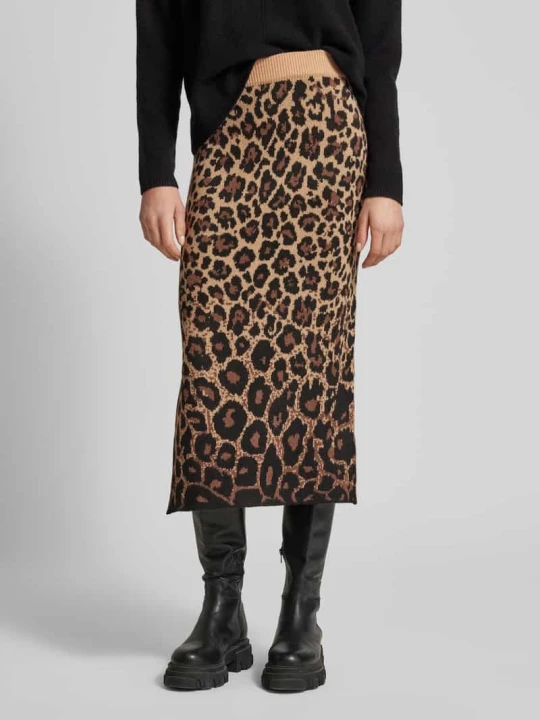 Zdjęcie produktu Spódnica midi z dzianiny z rozcięciem model ‘WHITNEY’ Vero Moda Camel
