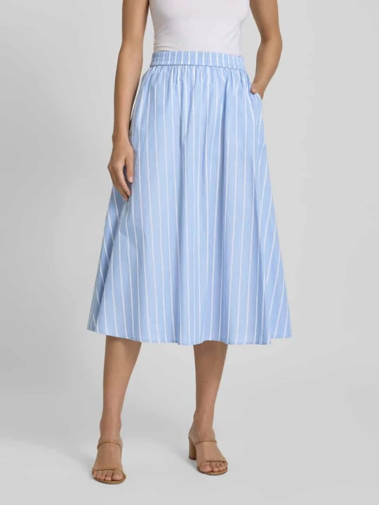 Zdjęcie produktu Spódnica midi z elastycznym pasem model ‘Kiona’ My Essential Wardrobe Jasnoniebieski