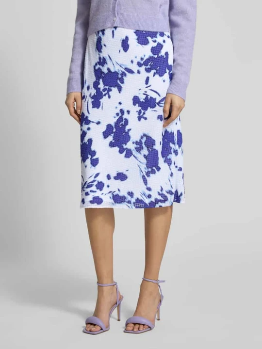 Zdjęcie produktu spódnica midi z fakturowanym wzorem i wzorem na całej powierzchni Calvin Klein Niebieski melanż