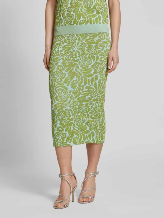 Zdjęcie produktu Spódnica midi z fakturowanym wzorem model ‘Halpaca’ Essentiel Antwerp Jasnozielony