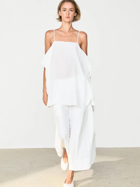 Zdjęcie produktu Spódnica Midi Z Karczkiem I Zakładką - Biały - Massimo Dutti - Female