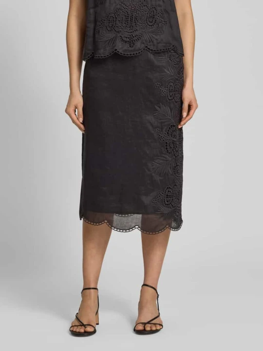 Zdjęcie produktu Spódnica midi z obszyciem z koronki model ‘FIFY’ Max Mara Czarny
