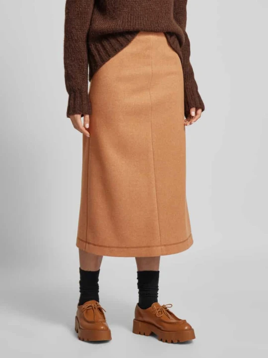 Zdjęcie produktu Spódnica midi z ozdobnym szwem Christian Berg Camel melanż